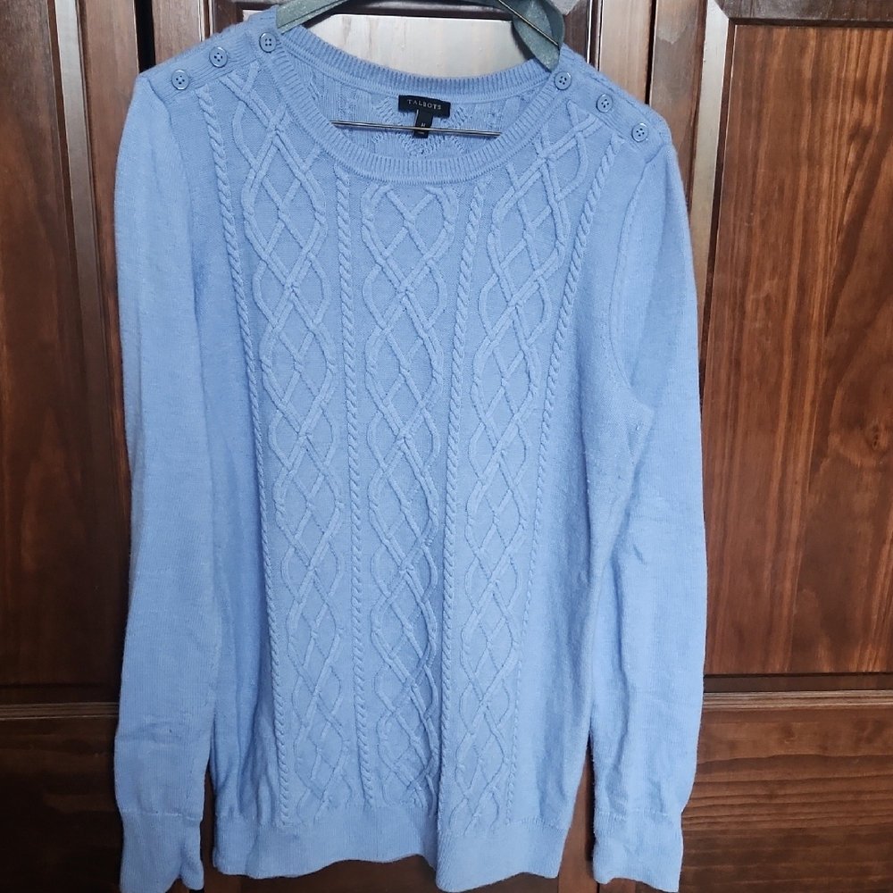 Talbots Wool Blue Knit Sweater - Picture 1 of 4